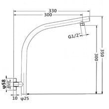 Euro 200mm Curved Gooseneck Shower Arm & Head